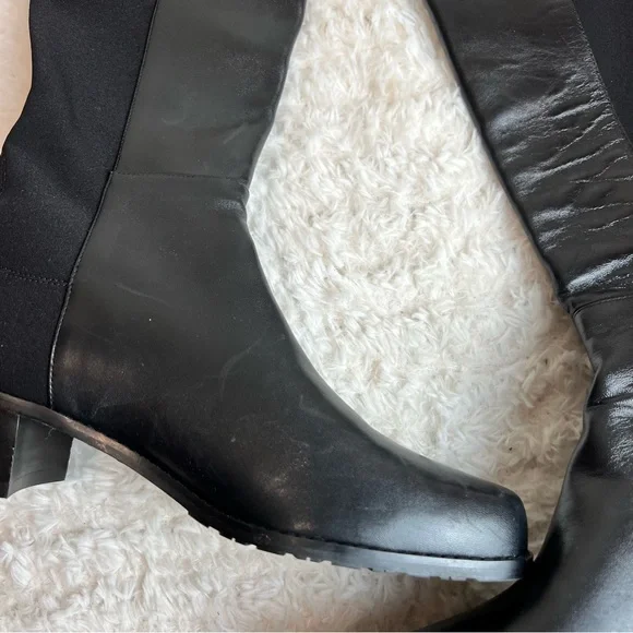 NEW Stuart Weitzman Jayla Knee Black Leather Knee High Boot in Size 8 - Picture 10 of 14